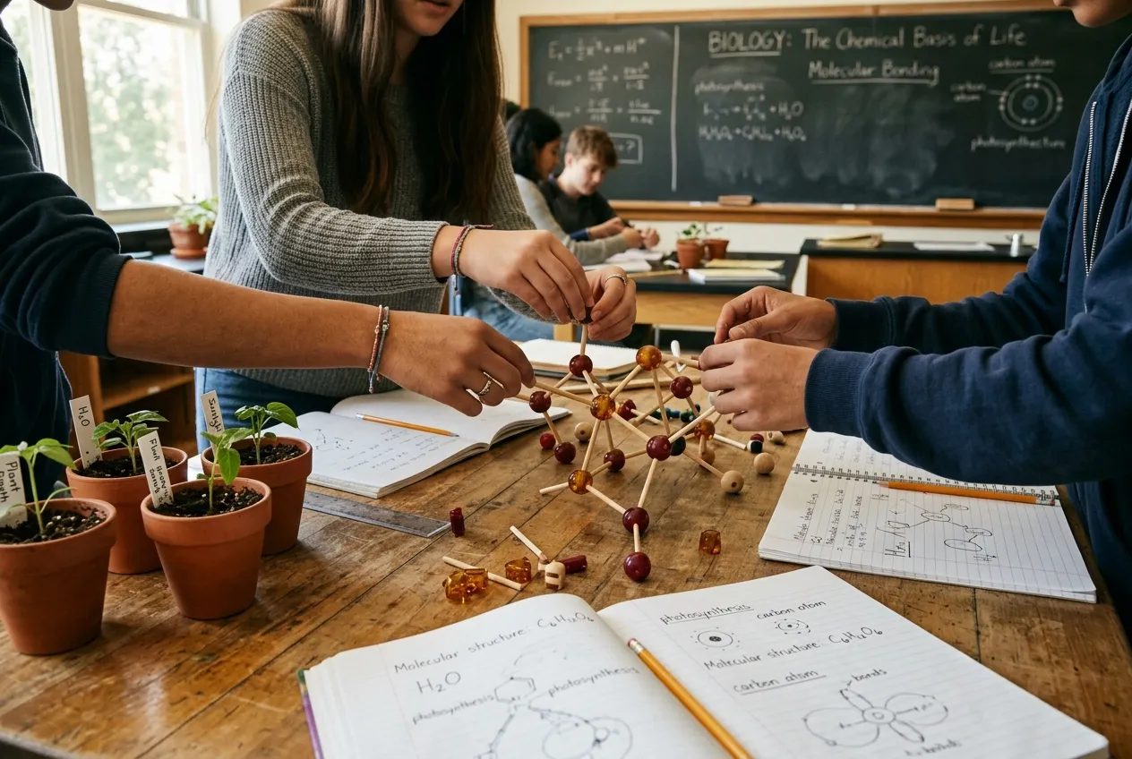 Students’ hands at work on a hands-on classroom project