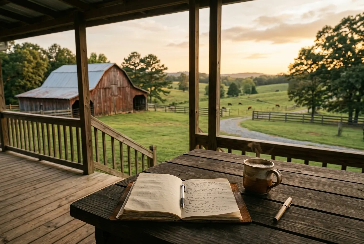 A small Georgia farm at golden hour